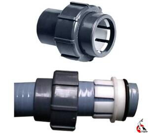 Csatlakozó 63 mm-es szürke tömlőhöz, peremes PVC csatlakozással